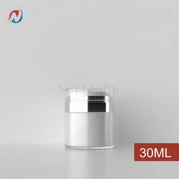 

FreeShip 6pcs 30ML Airless Lotion Cream Sample Containers 1oz White Empty Refillable Airless Cosmetic Air Pump Jar Bottle