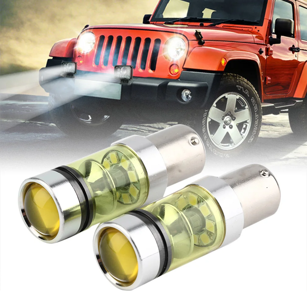 Прочный 2 шт 100w 1156 20 SMD высокой мощности супер яркий 4300K золотистый свет автомобильных фар противотуманных фар ходовой свет
