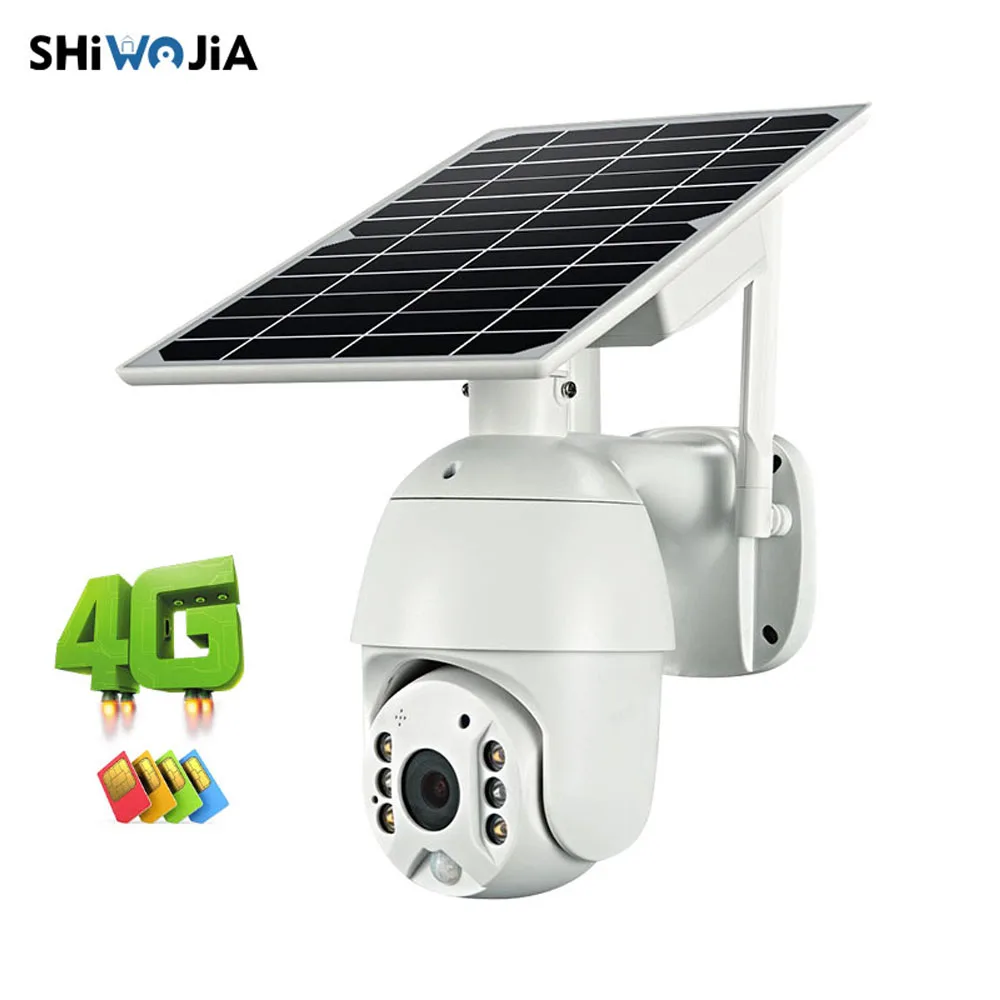Камера видеонаблюдения SHIWOJIA 4G Wi Fi солнечная IP PTZ s Starlight full color ИК видение P2P sim карта