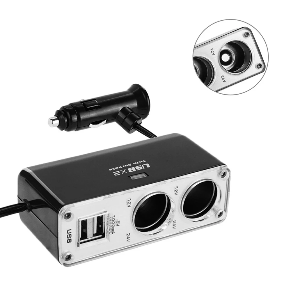 5 В/1A двойной порт USB 2 Way Авто прикуриватель гнездо распределитель для автомобильных зарядных устройств переходник DC 12 В падение