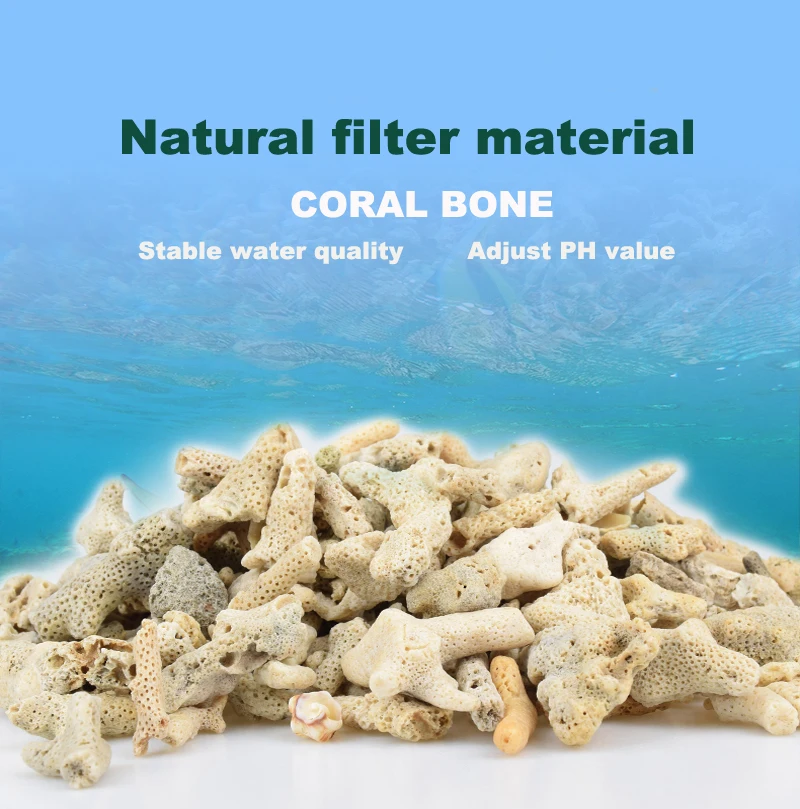 Material de filtro para purificación de Tanque De Agua de peces, hueso de coral natural, PH, Acuario de agua salada, tanque de agua dulce, casa de bacterias, 100-200g