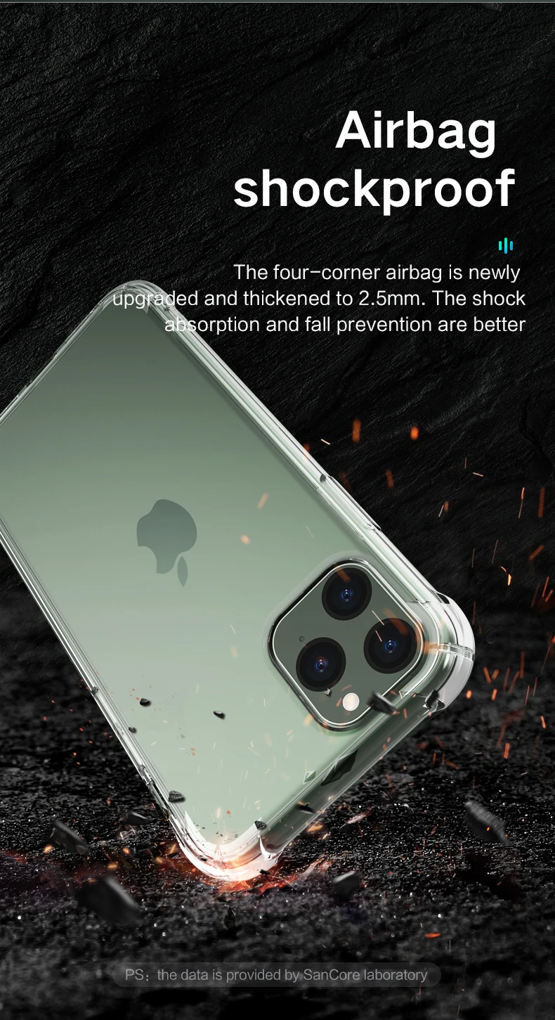 Чехол Sancore Airbag из ТПУ для IPhone 11 PRO XR XS MAX 6 6S 7 8 Plus, прозрачный противоударный мягкий чехол-бампер из ТПУ