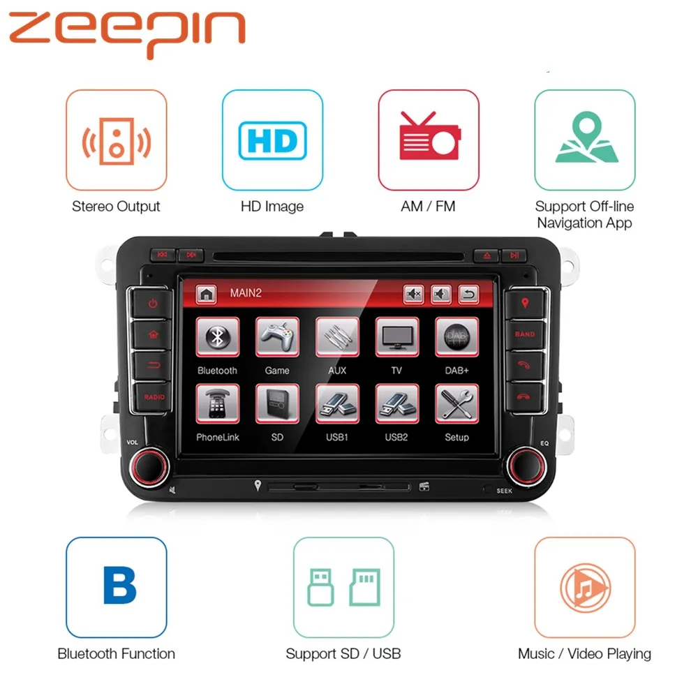 

Zeepin 7inch 720P Car Mp5 Player GPS 800 X 480 2 Din Central Multimedia Support Wifi BT AM FM Mirrorlink for Volkswagen