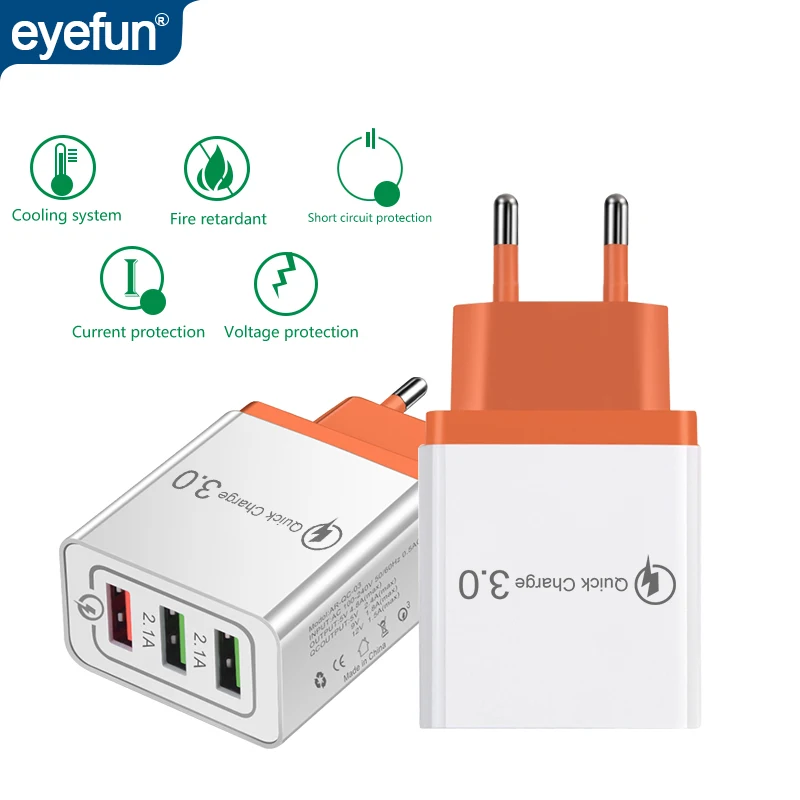 Зарядное устройство Eyefun QC3.0USB быстрое зарядное 3 USB быстрая зарядка 0 для Samsung s10 iphone