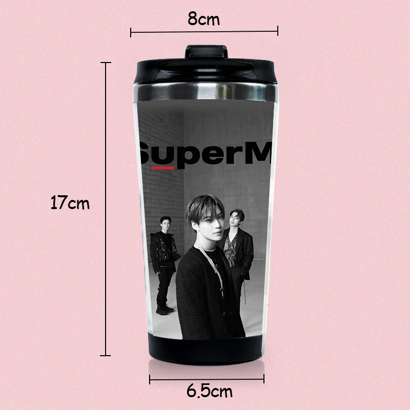 Kpop SuperM мини-альбом из нержавеющей стали, чашка для воды K-pop BAEKHYUN LUCAS MARK TAEYONG TEN TAEMIN KAI, двухслойная кривая чашка для бутылок