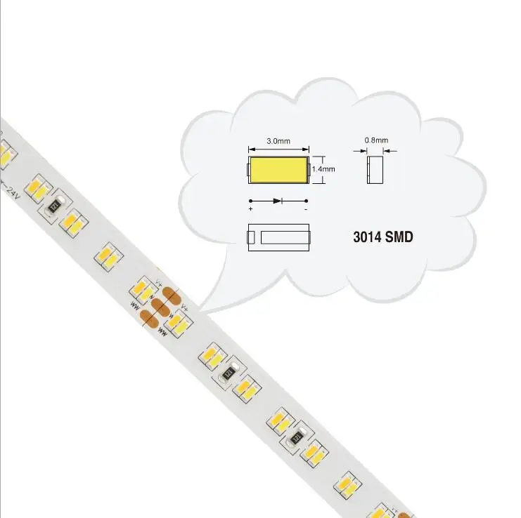 [Seven Neon] DC24V 22,6 Вт 224led/M 10 мм FPBC белый+ теплый двойной белый сильный яркий светодиодный SMD 3014 Гибкая светодиодная smd лента