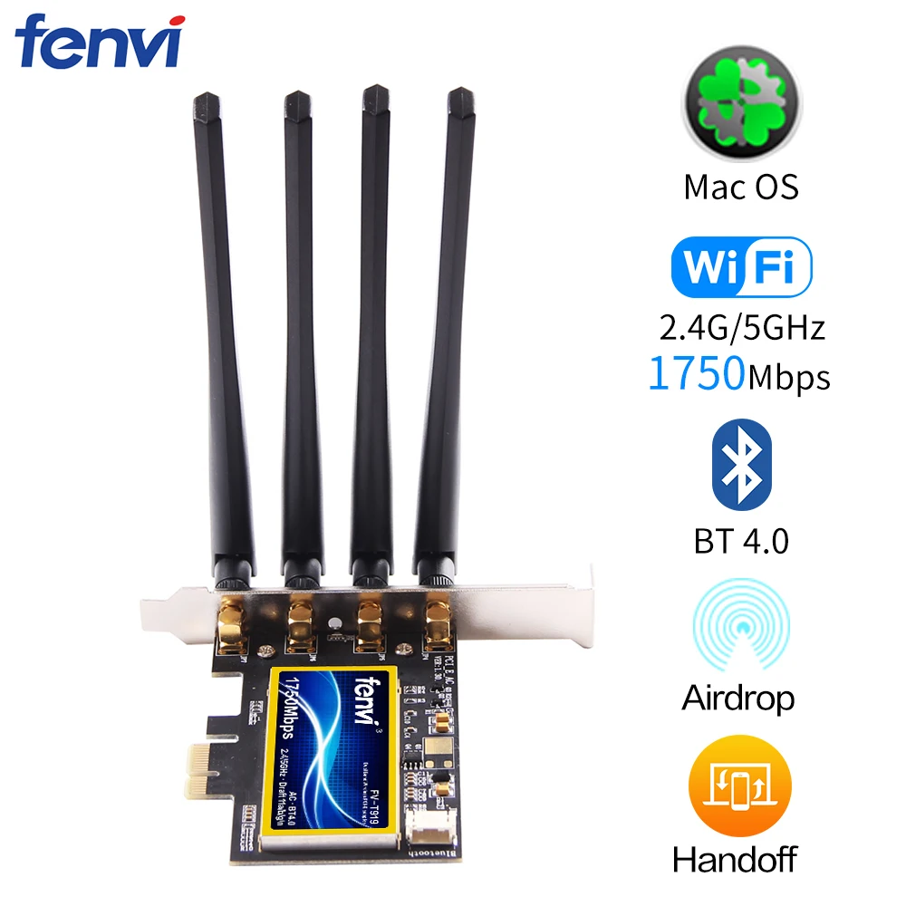 FV-T919 Dual band 802.11AC Desktop Wi Fi карты 802,11 A/B/G/N/AC Broadcom BCM94360 беспроводной Bluetooth 4,0 Mac OSX + PC/хакинтош