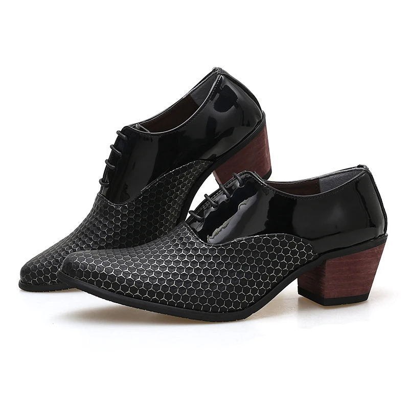 Man Dress High Heel Shoes Handmade Italian Style Party Wedding Men Shoes Leather Business Formal Elevator Men