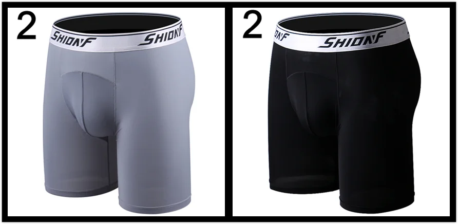 Shionf 7XL шелк льда антифрикционные ноги 4 шт. длинное нижнее белье Фитнес удобные мужские трусы тонкие стрейч боксеры мужские трусики - Цвет: 2G 2B
