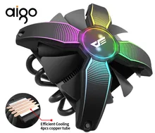 Aigo refroidisseur de processeur 120W dissipateur de chaleur silencieux 120mm 4Pin PC plus récent CPU refroidissement pour LGA1155/1156/1151 LED ventilateur de boîtier de ventilateur d'ordinateur(China)