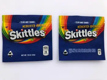 

Tear And Share Medicated Original Sour Skittles Navy California 22g Edibles Packaging Mylar Bags tQALR