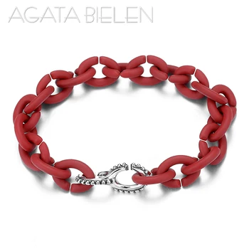

Red Hard Rubber Chain Bracelets For Man Women with Hight Quality Charm Beads Fashion Jewelry Gift