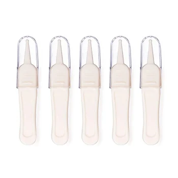 

5 Pcs Baby Daily Care Tweezers Cleaning Navel Ear Nose Anti-slip Safety Round Head Plastic Forceps