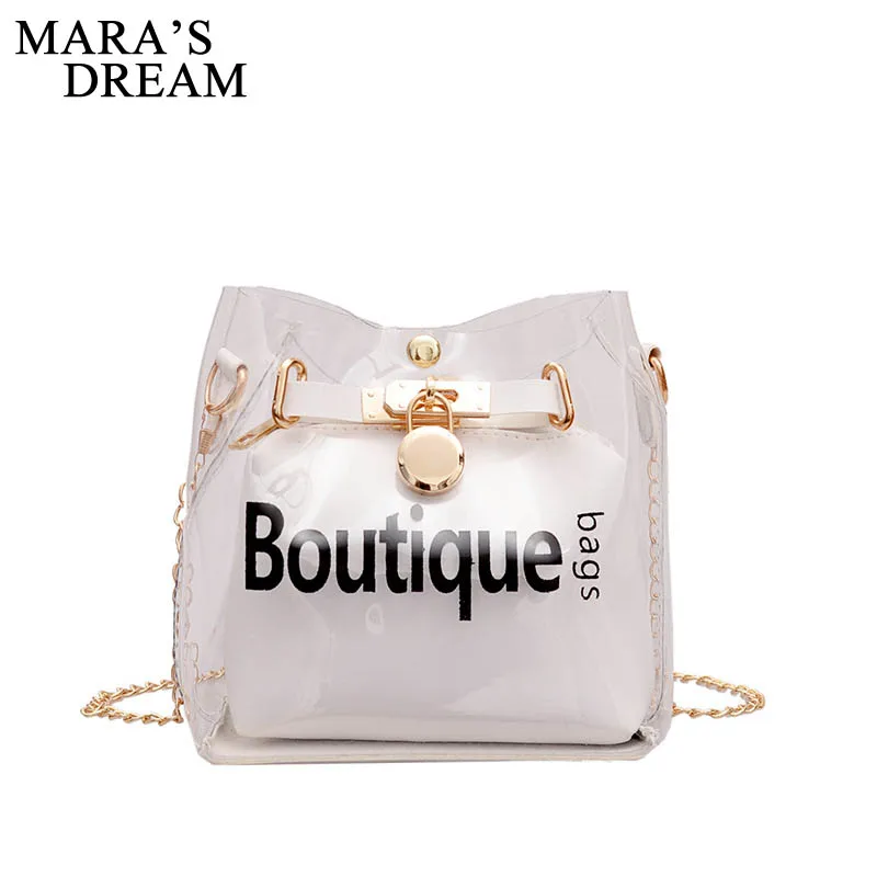 

Mara's Dream 2019 New Transparent Bag Jelly Bag Female Chain Shoulder Strap Buckle Buckle Diagonal Bag Ladies Bag