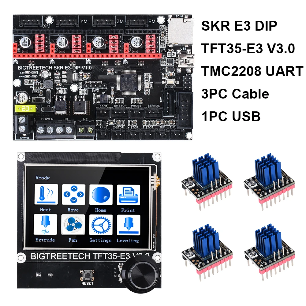 TYPE 2 BIGTREETECH SKR MINI E3 V1.2 32 битная плата+ TFT35-E3 V3.0 сенсорный экран E3 DIP TMC2209 TMC2208 Запчасти для 3d принтера для Ender-3 CR-10 - Цвет: TYPE 2