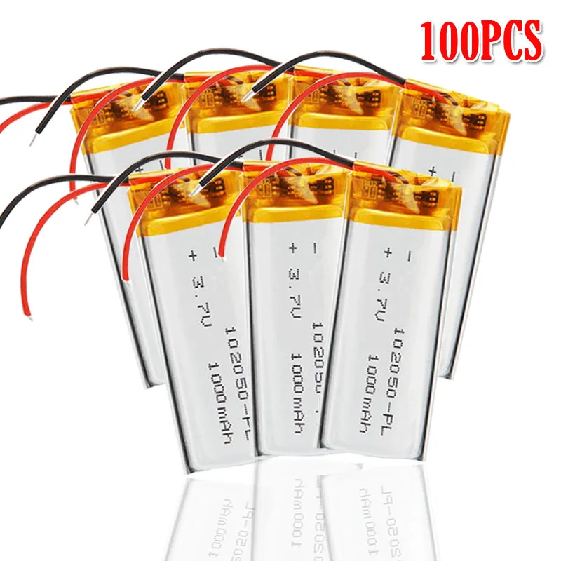 100pcs 1000 мАч 3,7 в 102050 литий-полимерный Li-Po литий-ионный аккумулятор для MP5 gps DVD планшет Bluetooth Камера Lipo ячейка - Цвет: 100pcs
