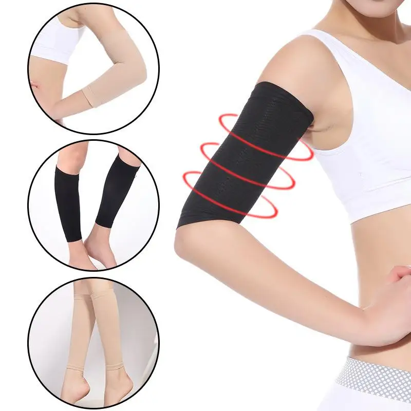 

MISSKY 2 Pcs Women Weight Loss Thin Arm Fat Slimmer Wrap Elasticity Belt Arms Sleeve Solid Color Female Arm Warmers