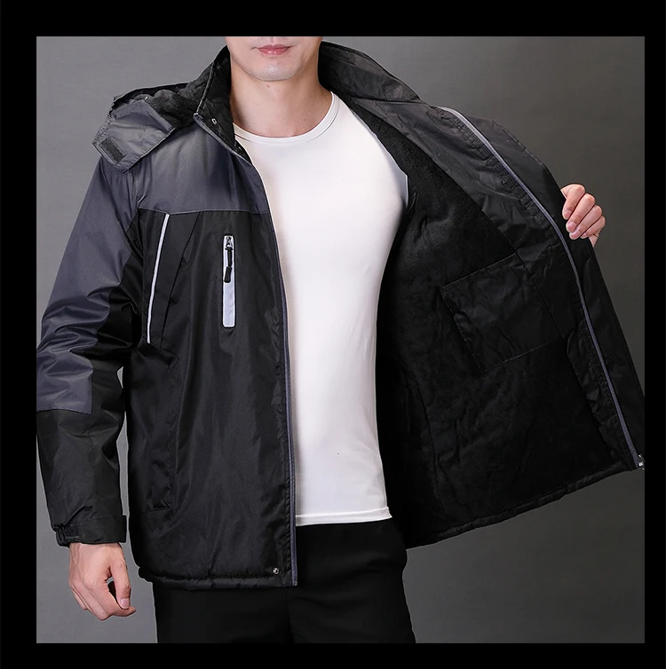 Autumn& Winter New Style Men'S Wear Reflective Strips Brushed And Thick Windproof Cotton-padded Clothes MEN'S Cotton Cloth