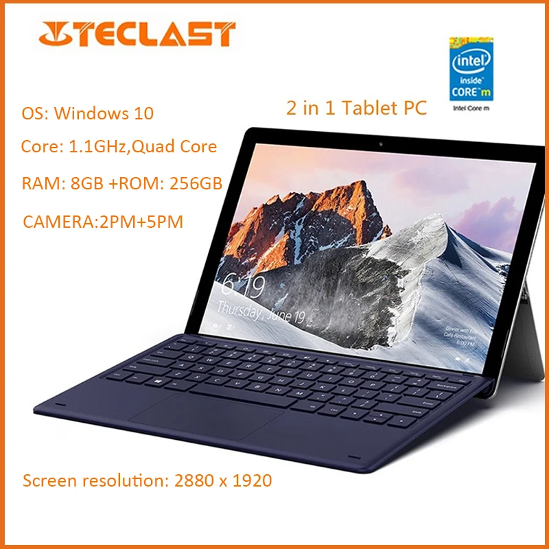 Teclast X6 Pro 2 в 1 планшетный ПК 12,6 ''IFC Windows 10 Домашняя английская версия Intel Core m3-7Y30 двухъядерный 8 Гб 256 ГБ тип-c HDMI
