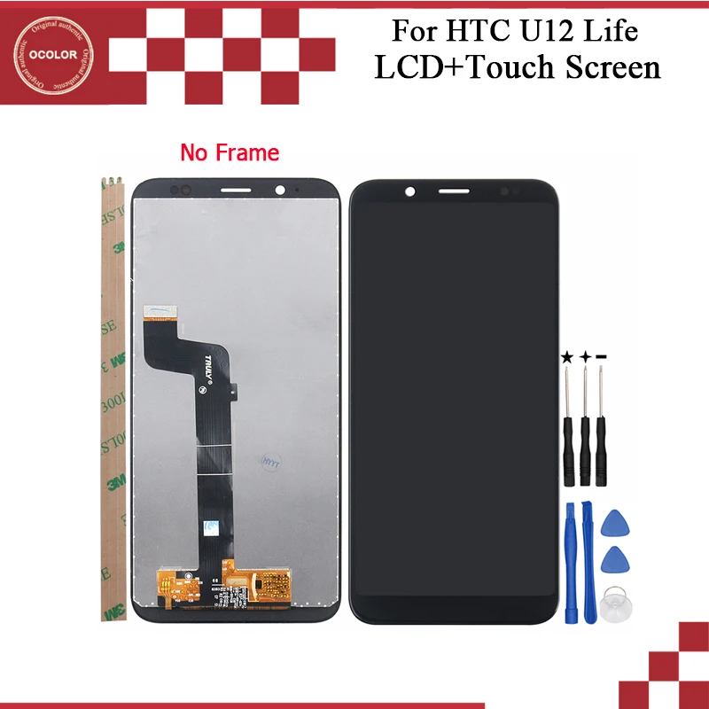 ocolor For HTC U12 Life LCD Display And Touch Screen Digitizer Assembly 6.0'' For HTC U12 Life Screen With Tools And Adhesive