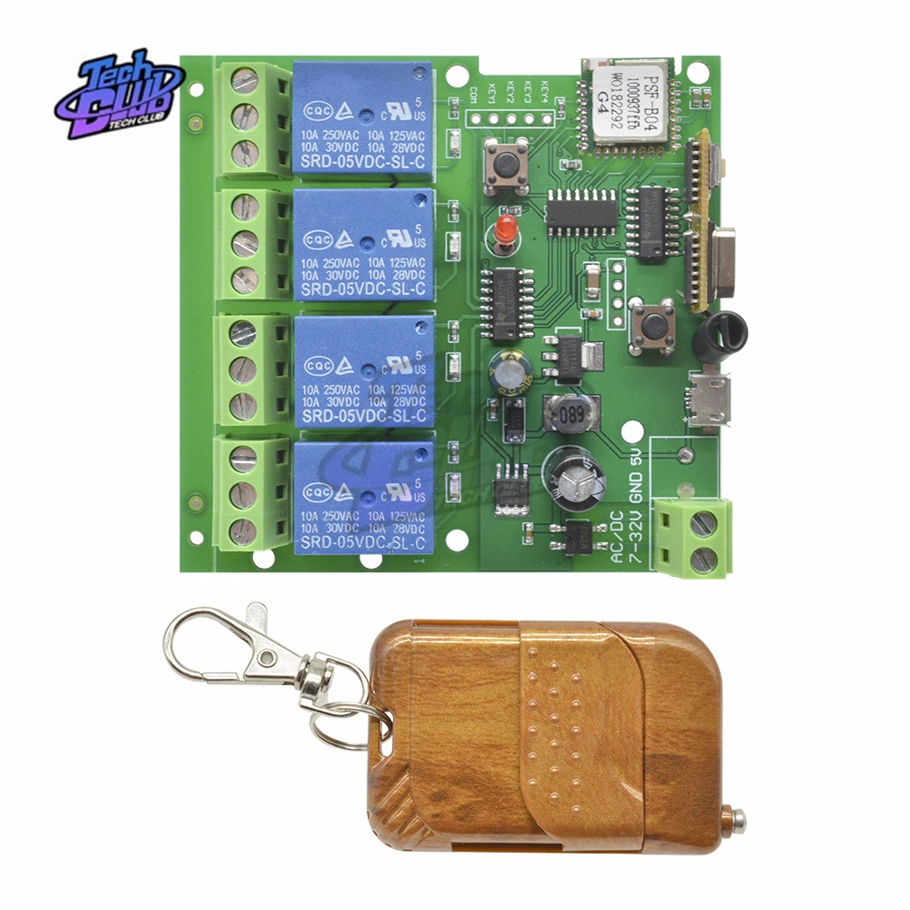 5 V-32 V 4 WiFi реле канала модуль+ 433 дистанционного Управление переключатель с индикатором сигнала, релейный коммутационный модуль для умного дома