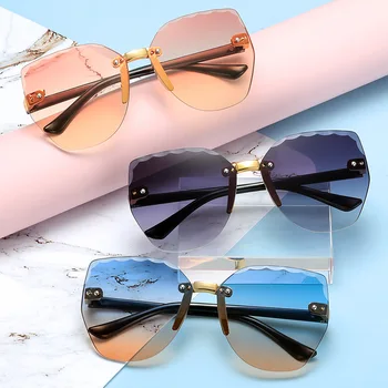 

Children's Fashion Sunglasses Frameless Trimming Wave Sun Glasses Candy Color Baby Creative Tide Frameless Metal Glasses