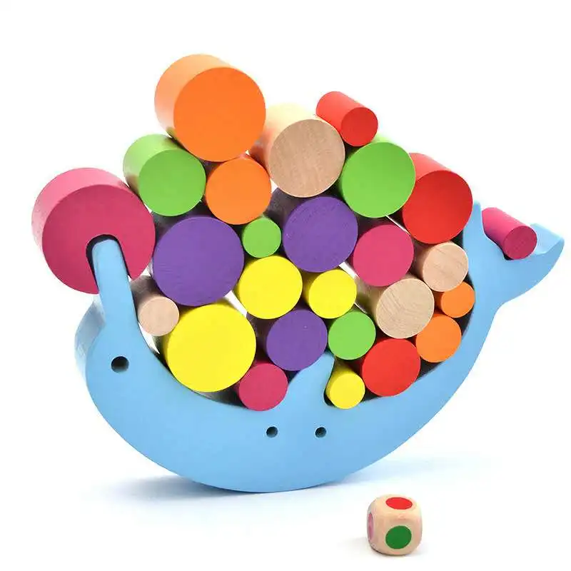  Baby Toys Educational Dolphin Balancing Blocks Wooden Toys Colorful Early Teaching Development Anim - 4000204274586