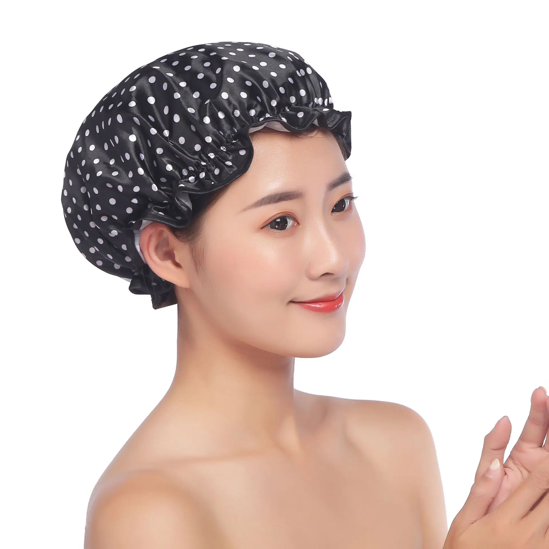 1pcs Thick Women Shower Caps Colorful Double Layer Bath Shower Hair Cover Adults Waterproof