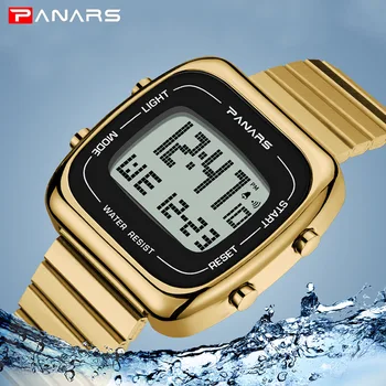 

Men's Watch Outdoor Sport Wristwatch Alarm Clock Stainless Steel LED Digital Electronic Waterproof Watch Men Relogio Masculino