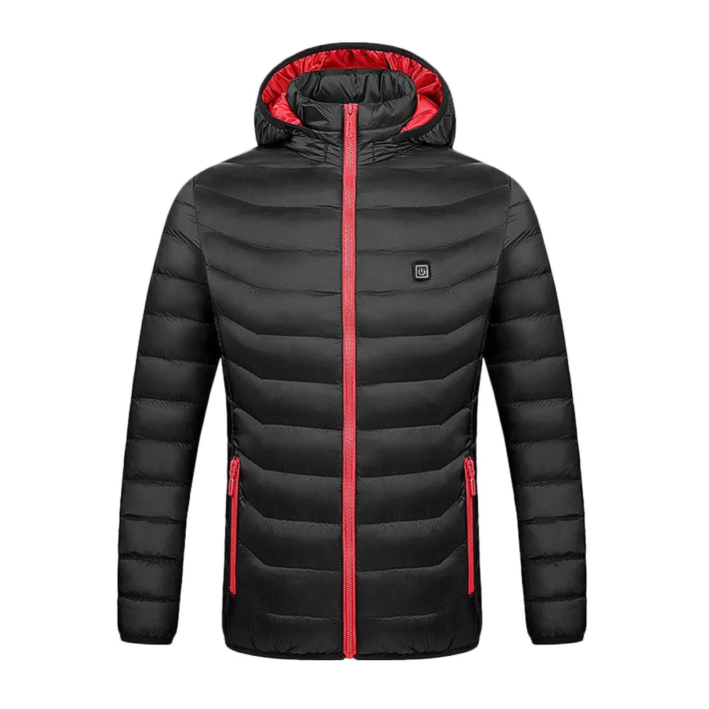 Men Women Heated Winter Warm Jackets USB Heating Padded Jackets Smart Thermostat Pure Color Hooded Heated Clothing Waterproof