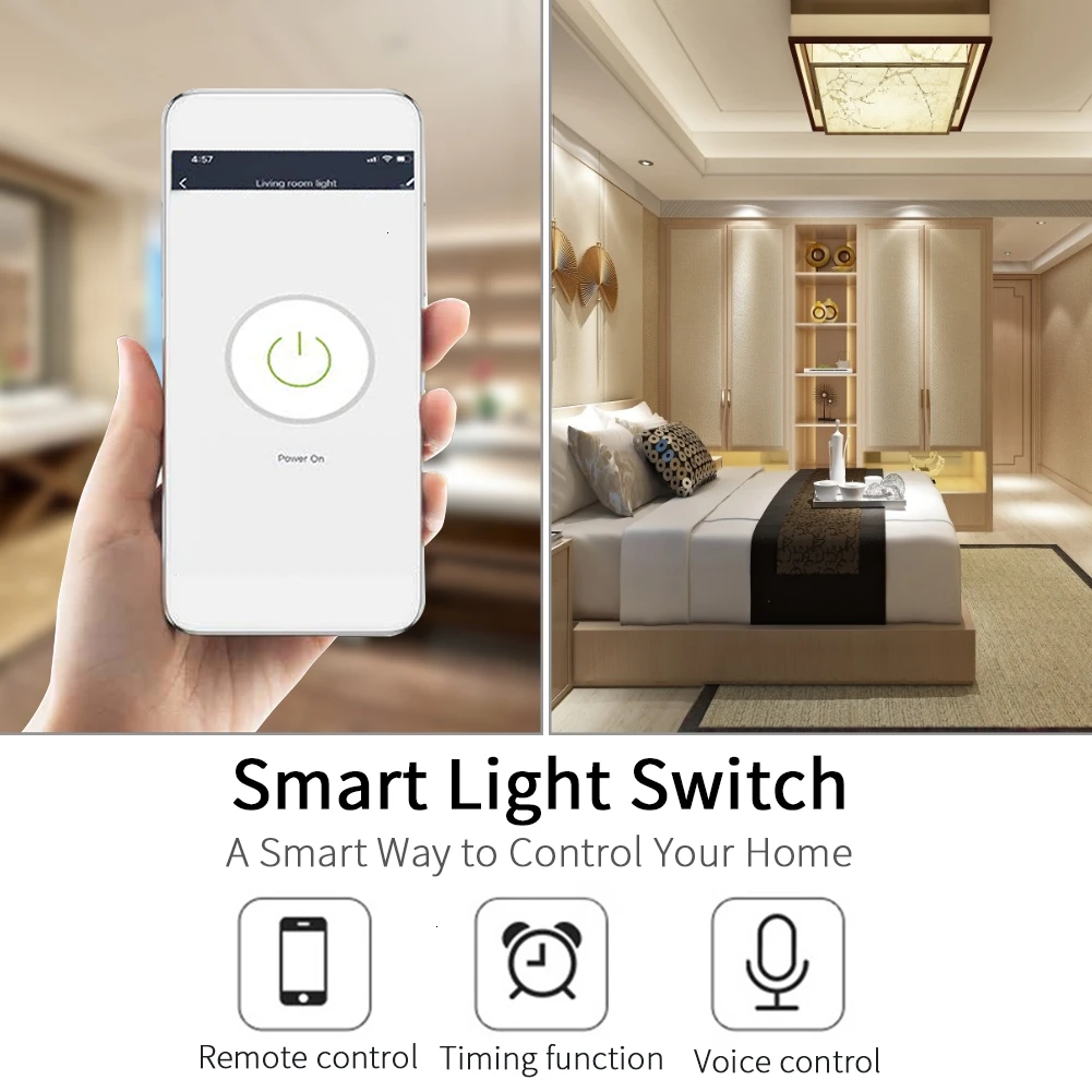 

Wireless WiFi Smart Light Button Switch Light Mobile APP Remote Control Smart Wall Light Switch Home Voice Intelligent Switch