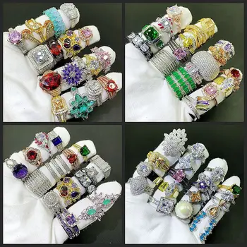 

36 Pcs/lot top quality women alloy zircon ring lot wholesale luxury fashion women wedding jewelry ring lot wholesale