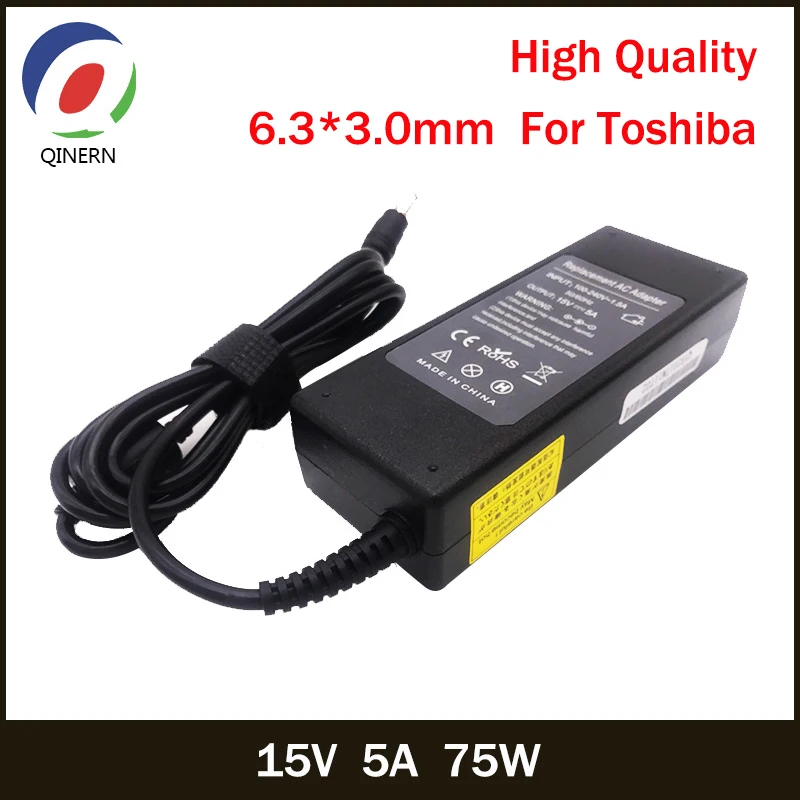 15V 5A 75 Вт 6,3*3,0 мм AC адаптер ноутбука Зарядное устройство для ноутбука Toshiba A10 M10 A2 A9 M2 M5 M9 A600 M500 R500 M400 J4 J70 J63 6000 Портативный адаптер