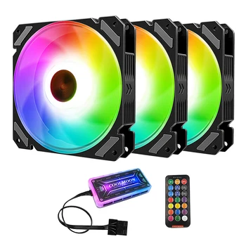 

Coolmoon Rgb Computer Case Fan, 12cm Synchronous Silent Wireless Remote Control Led Computer Case Cooling Fan(3 Pcs)