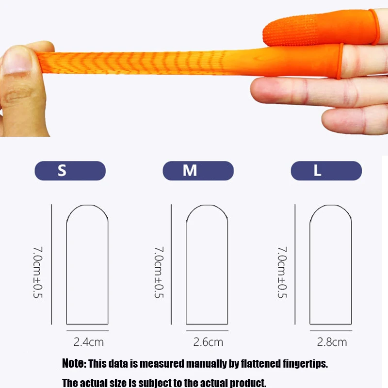 100pcs Latex Finger Golves Orange Antiskid Rubber Finger Glove Counting Work Nail Covers Protectors Cots Antistatic Fingertip