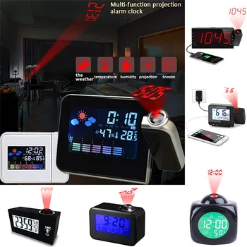 

Led USB Projection Alarm Clock Digital Date Snooze Function Backlight Projector Calendar Desk Table Led Clock With Time Gifts