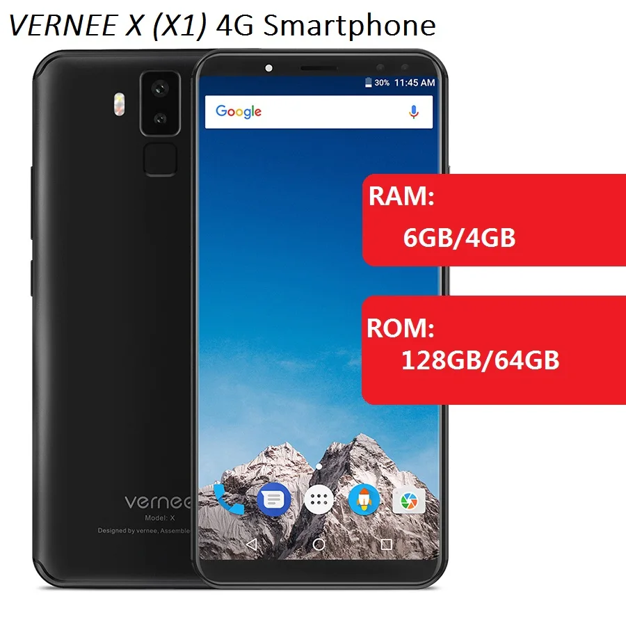 

Refurbished Vernee X (X1) 4G Smartphone 6.0" Android 7.1 MTK6763 Octa Core 6GB RAM 128GB ROM 6080mAh Face ID Mobile Cell Phone