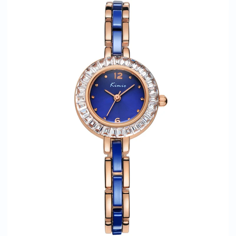 

Kimio Brand Women Imitation Ceramics Bracelet Quartz Watch Fashion Ladies Crystal Diamond Dial Watch Women's Watches