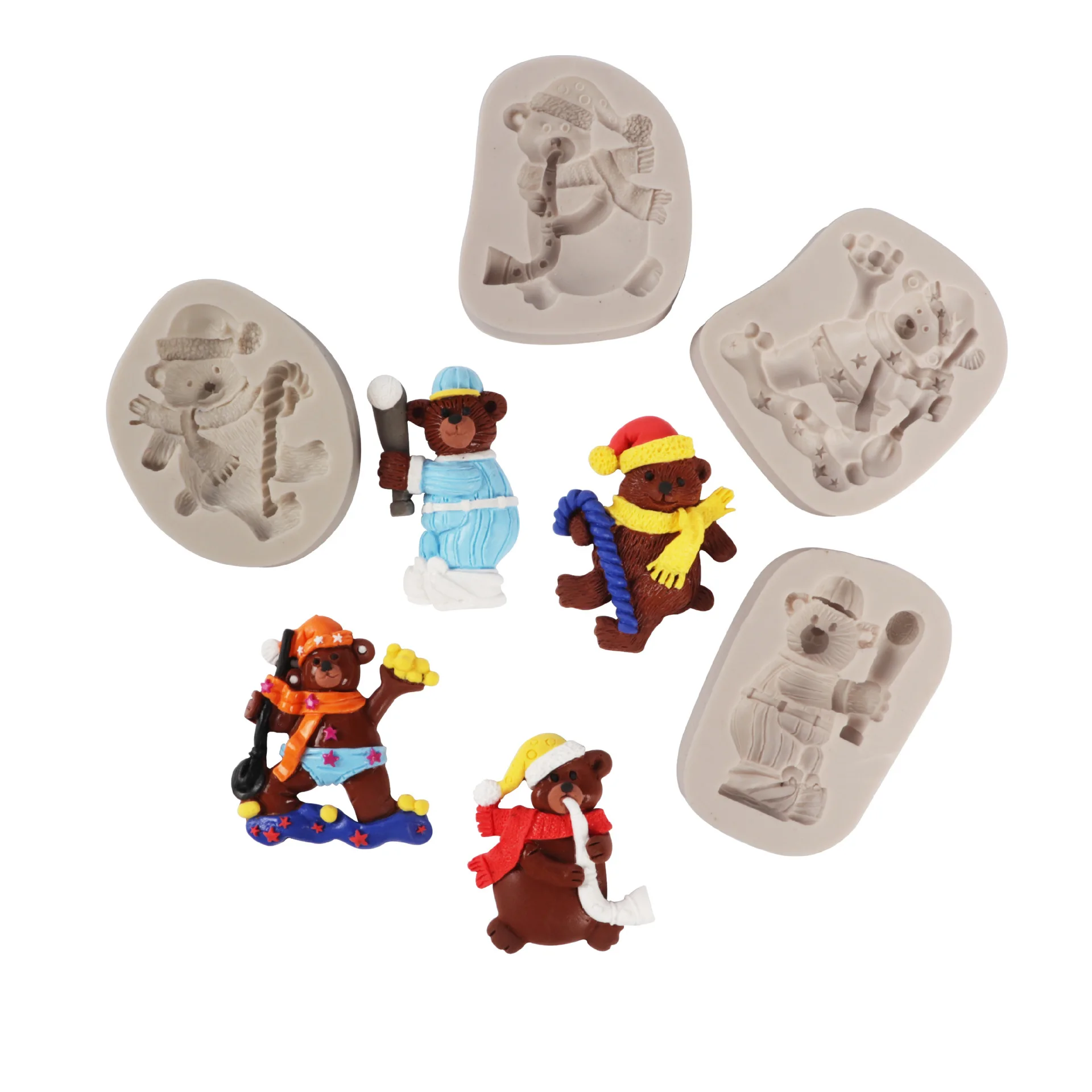 

Chrismas Molds Polar Bear Silicone Fondant Cake Chocolate Mould Decorating Tool Concrete DIY Pendant Plaster Moldes Mold