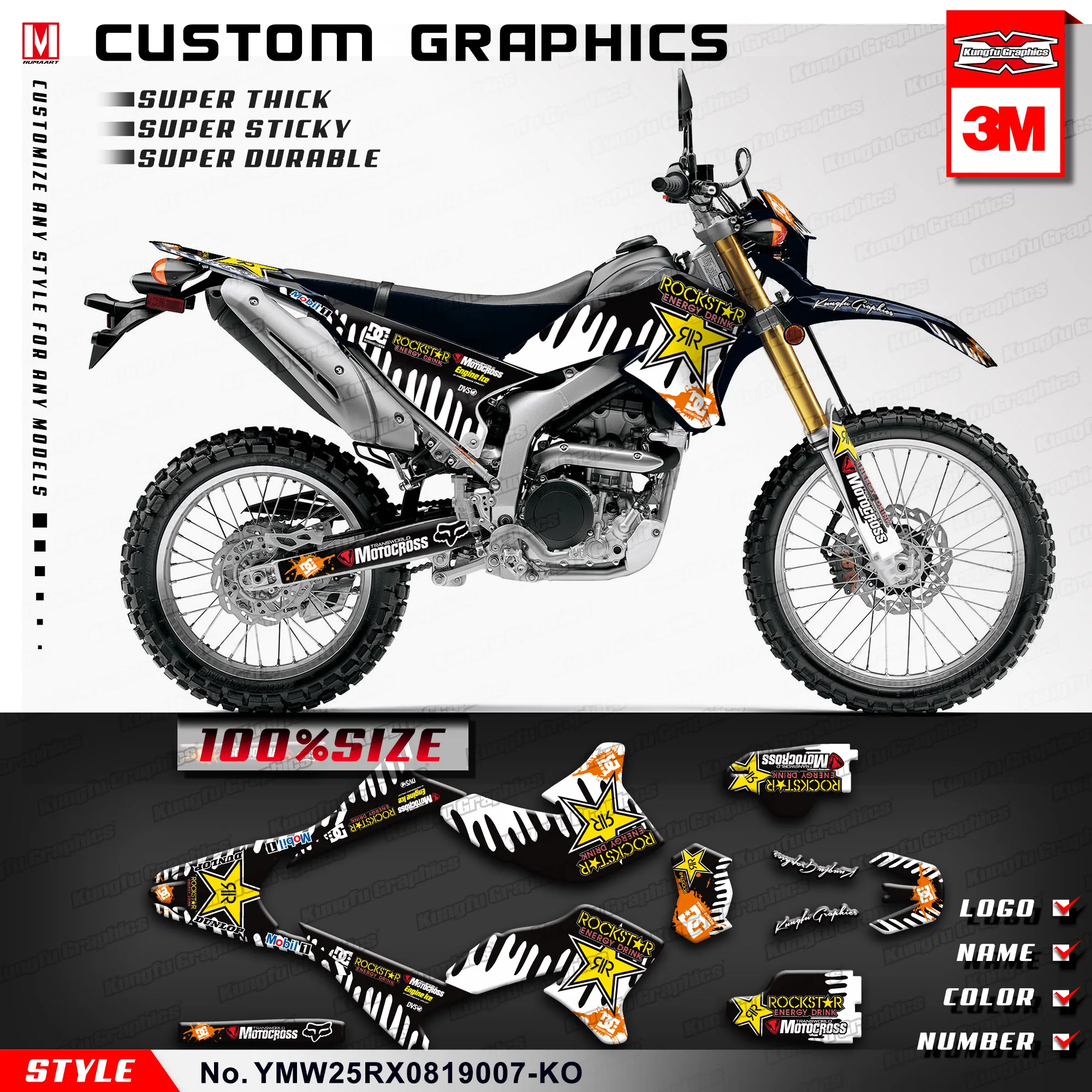 И рисунком «кунг-фу» Графика MX наклейка для Yamaha WR250R WR250X 2009 2010 2011 2012 2013(Стиль нет. YMW25RX0819007-KO