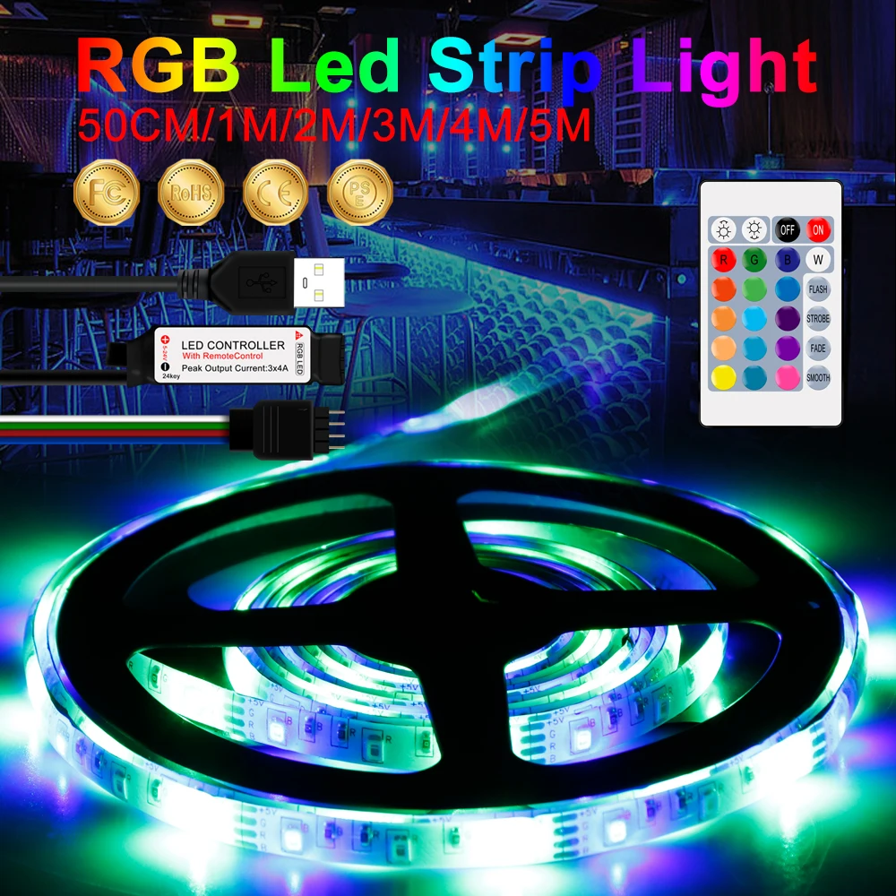 16.4ft RGB Ice Blue SMD 2835 300 LED Flexible Light Strip No-Waterproof DC  12V 