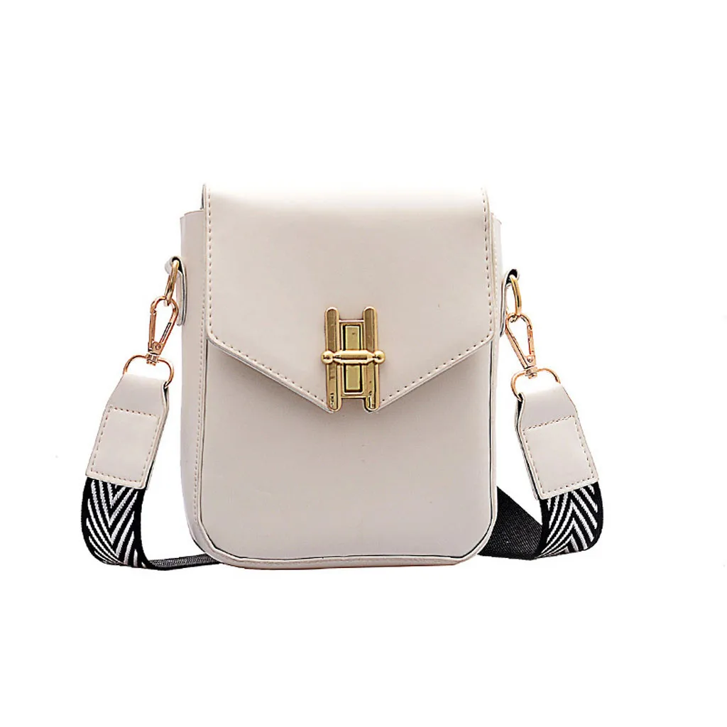 Летняя новая маленькая сумка женская сумка стиль-корейский стиль универсальная сумка на плечо с широким ремнем квадратная сумка на ремне одноцветная - Цвет: White