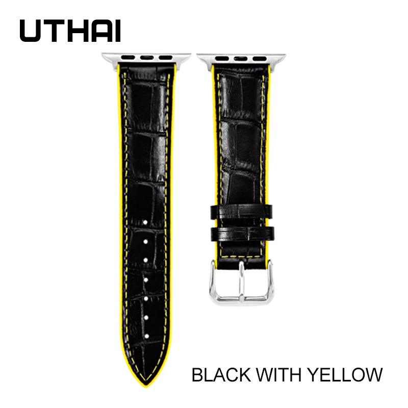 UTHAI P67 силиконовый и кожаный ремешок для apple watch band 42 мм 38 4 5 44 40 iwatch belt 3/2/1 высокое
