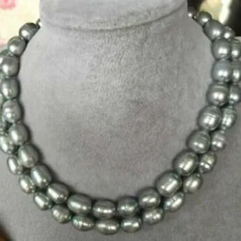 

HUGE 32"9-10MM NATURAL SOUTH SEA GENUINE BAROQUE GREY PEARL NECKLACE