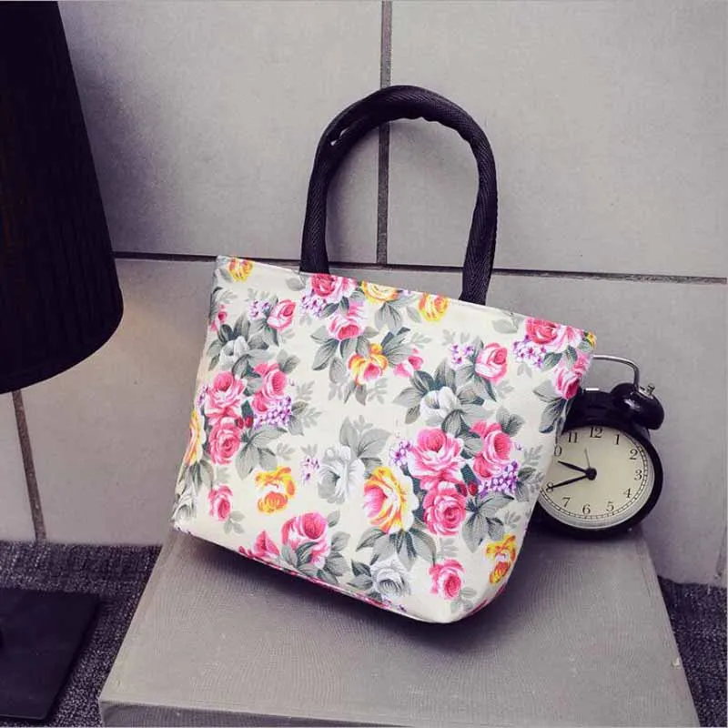 Fashion Folding Women Big Size Handbag Tote Ladies Casual Flower Printing Canvas Graffiti Shoulder Bag Beach Bolsa Feminina