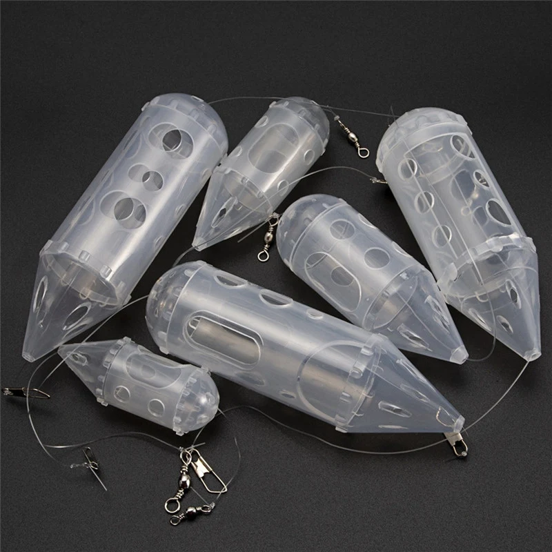 

Small Fish Bait Cage Plastic Transparent Trap Basket Feeder Holder Catcher For Angler premium materials tough and durable