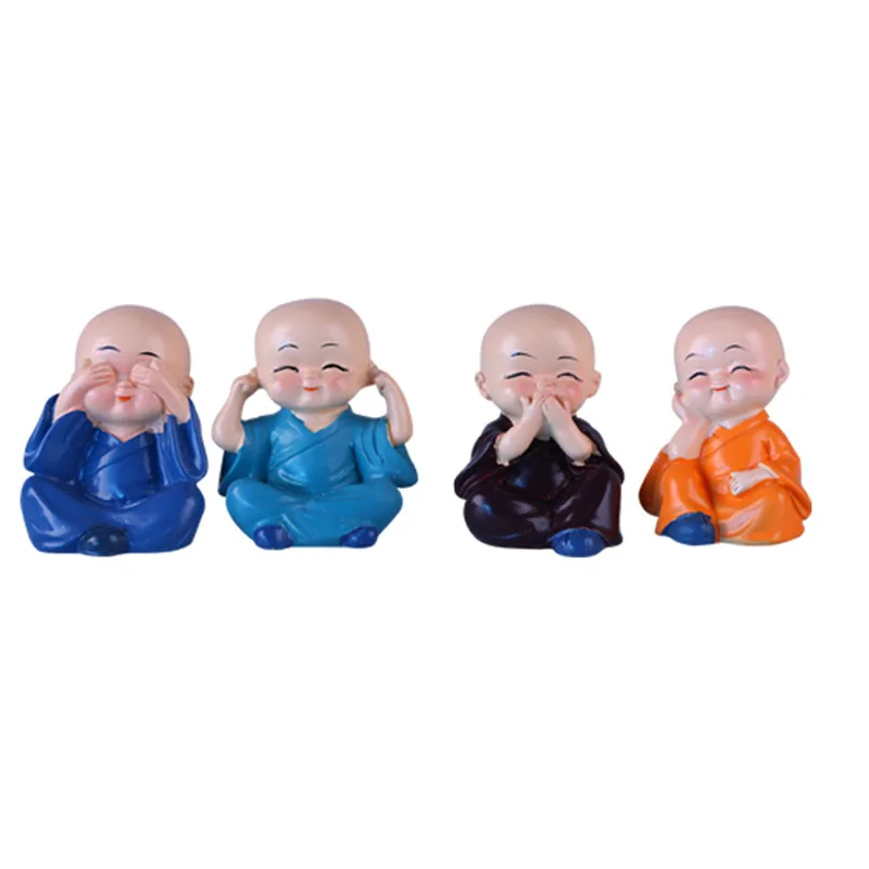 4 шт. милый автомобиль KongFu Monk интерьерный дисплей украшение автомобиля орнамент для сиденья дома прекрасный Декор Куклы Автомобильные украшения - Название цвета: 4PCS