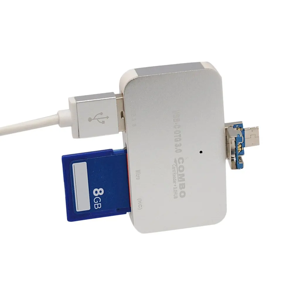 Aluminum Alloy Universal USB3.0 And Micro USB 2 in 1 Interface Support USB 3.0 HUB Security Digital Memory Card TF Card Reader