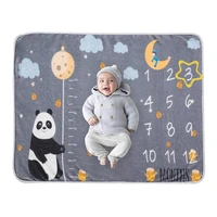 1 Set Baby Monthly Record Growth Milestone Blanket Newborn Photography Props Accessories Creative Cartoon Bear Printing 1