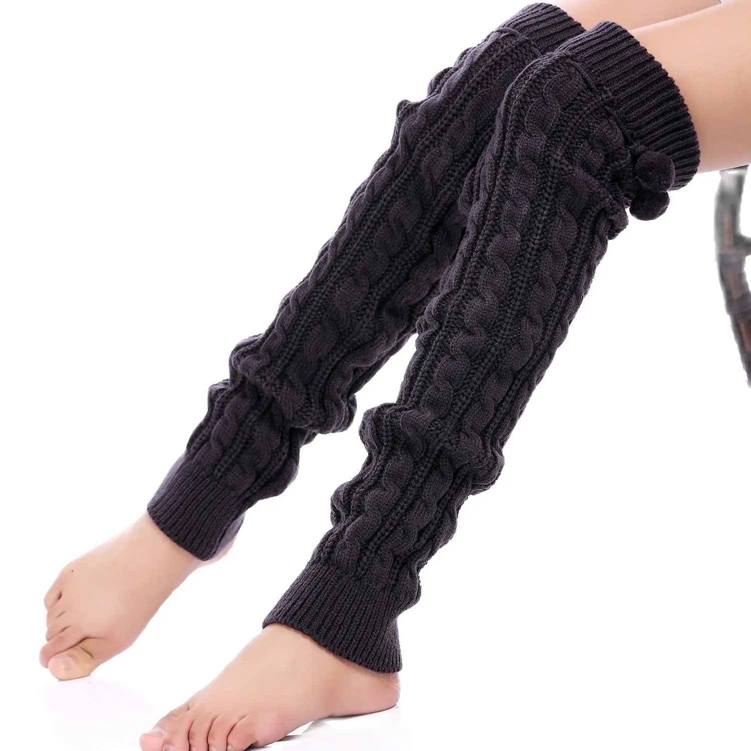 Socks boots socks leg warmers tight socks sports socks ladies dancing socks, knee pads bottom boots warm legs knitted long japanese jk uniform lolita style slouch socks loose boots solid color knit over knee leg warmers socks warming cover leg warm